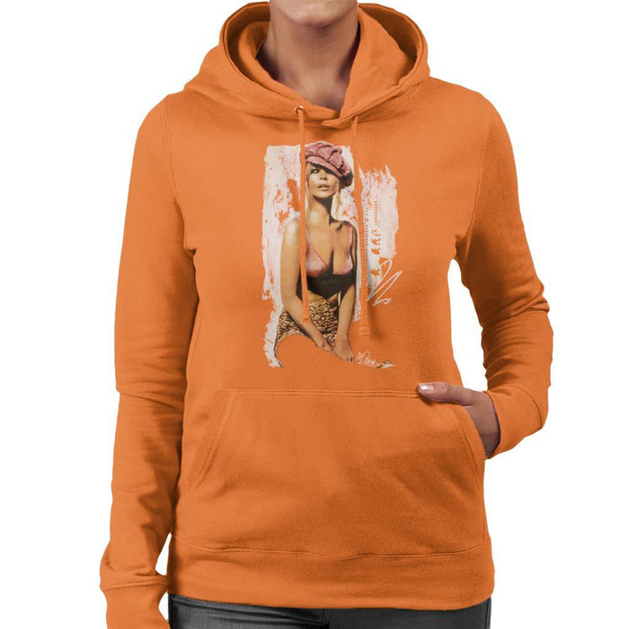 Sidney Maurer Original Portrait Of Kate Moss Pink Hat And Bra Womens Hooded Sweatshirt - Womens Hooded Sweatshirt