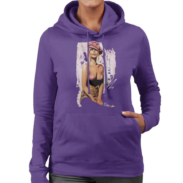 Sidney Maurer Original Portrait Of Kate Moss Pink Hat And Bra Womens Hooded Sweatshirt - Womens Hooded Sweatshirt
