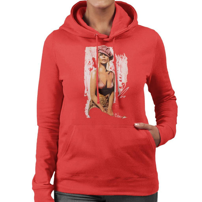 Sidney Maurer Original Portrait Of Kate Moss Pink Hat And Bra Womens Hooded Sweatshirt - Womens Hooded Sweatshirt