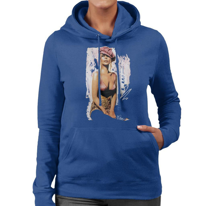 Sidney Maurer Original Portrait Of Kate Moss Pink Hat And Bra Womens Hooded Sweatshirt - Womens Hooded Sweatshirt
