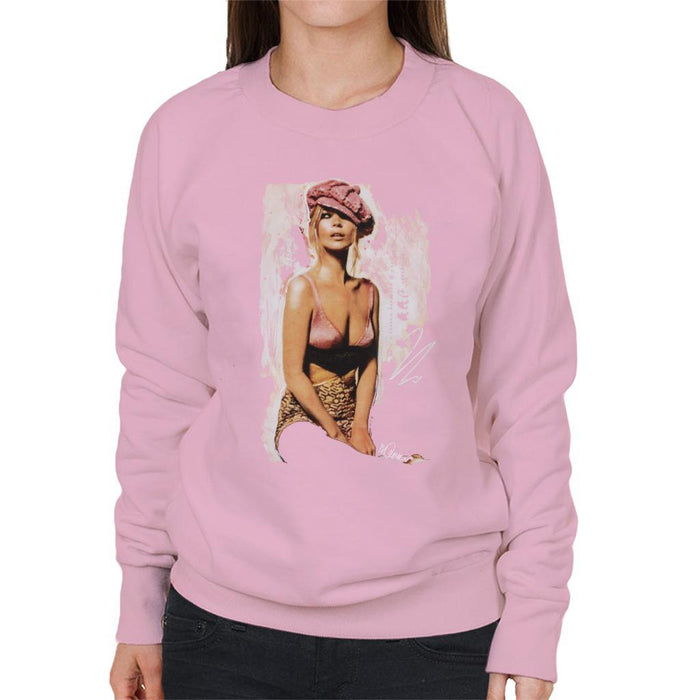 Sidney Maurer Original Portrait Of Kate Moss Pink Hat And Bra Womens Sweatshirt - Small / Light Pink - Womens Sweatshirt