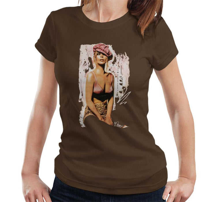 Sidney Maurer Original Portrait Of Kate Moss Pink Hat And Bra Womens T-Shirt - Womens T-Shirt
