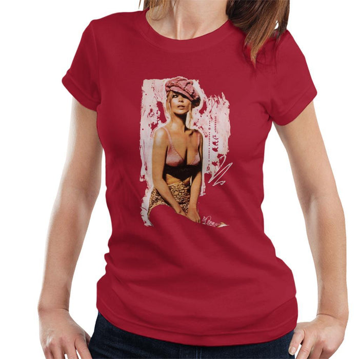 Sidney Maurer Original Portrait Of Kate Moss Pink Hat And Bra Womens T-Shirt - Womens T-Shirt