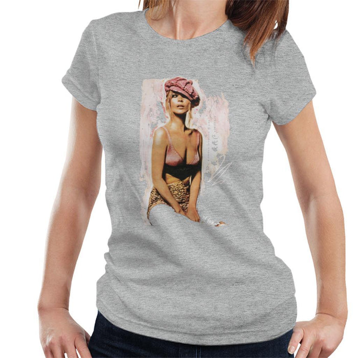 Sidney Maurer Original Portrait Of Kate Moss Pink Hat And Bra Womens T-Shirt - Womens T-Shirt