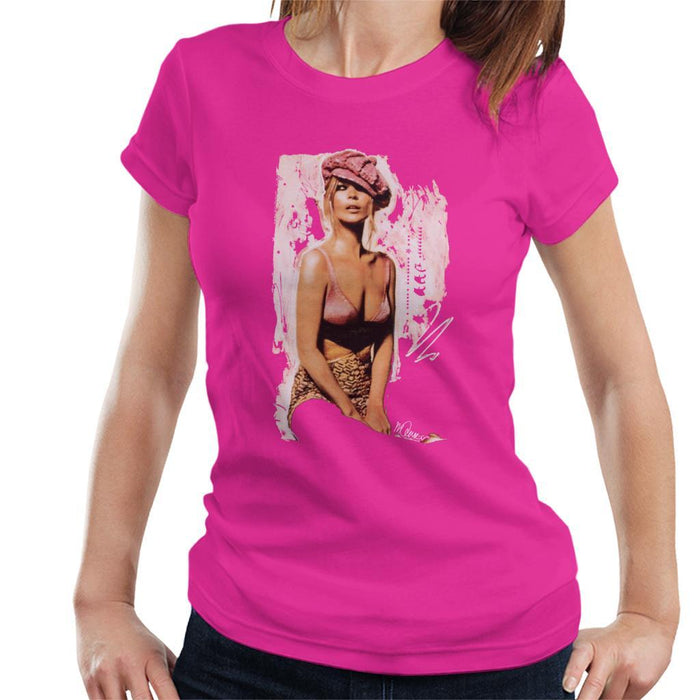 Sidney Maurer Original Portrait Of Kate Moss Pink Hat And Bra Womens T-Shirt - Womens T-Shirt