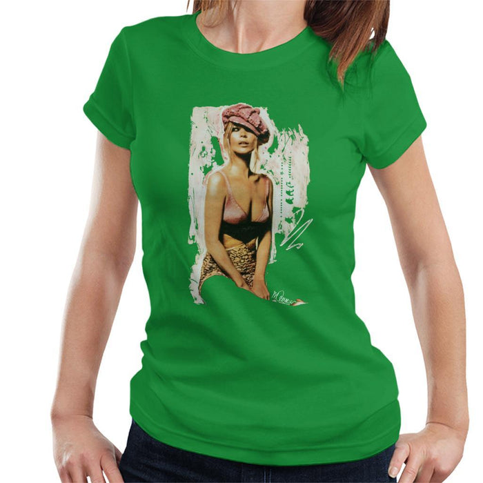 Sidney Maurer Original Portrait Of Kate Moss Pink Hat And Bra Womens T-Shirt - Womens T-Shirt