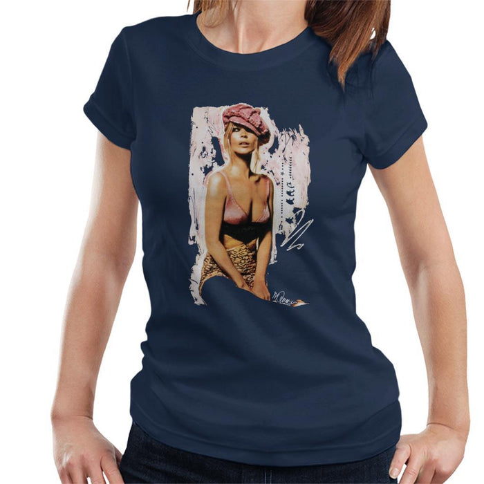 Sidney Maurer Original Portrait Of Kate Moss Pink Hat And Bra Womens T-Shirt - Womens T-Shirt