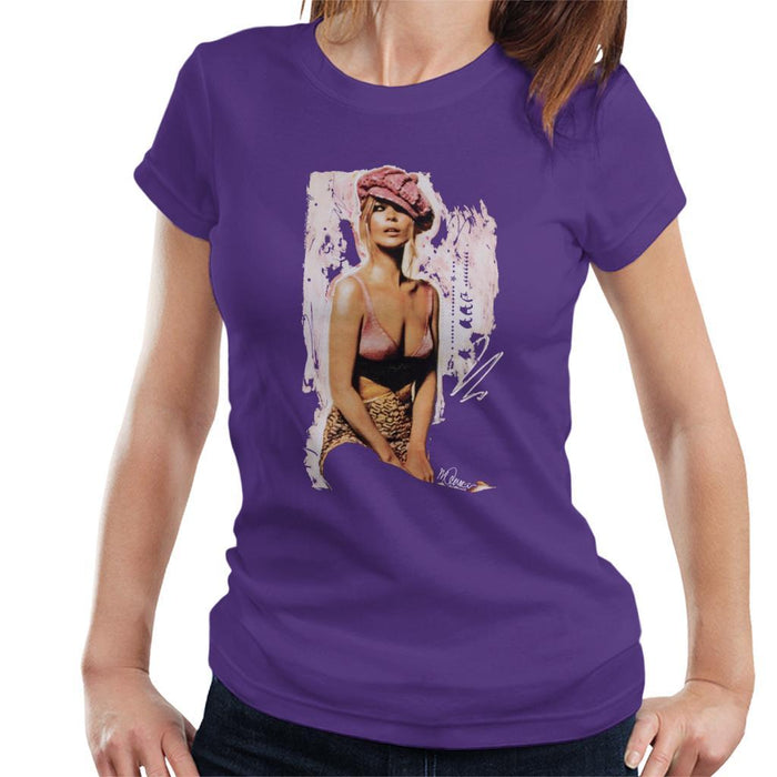 Sidney Maurer Original Portrait Of Kate Moss Pink Hat And Bra Womens T-Shirt - Womens T-Shirt