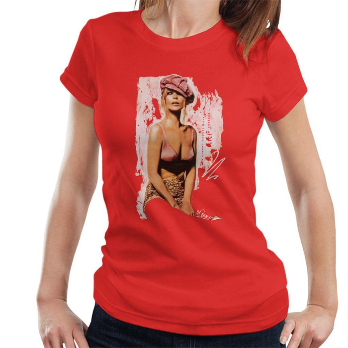Sidney Maurer Original Portrait Of Kate Moss Pink Hat And Bra Womens T-Shirt - Womens T-Shirt