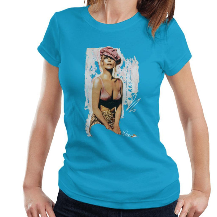 Sidney Maurer Original Portrait Of Kate Moss Pink Hat And Bra Womens T-Shirt - Womens T-Shirt