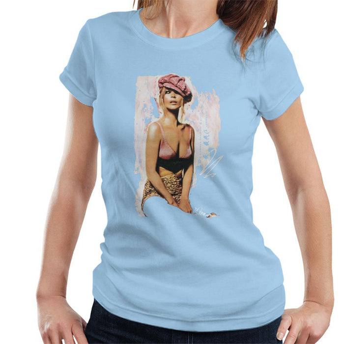 Sidney Maurer Original Portrait Of Kate Moss Pink Hat And Bra Womens T-Shirt - Womens T-Shirt