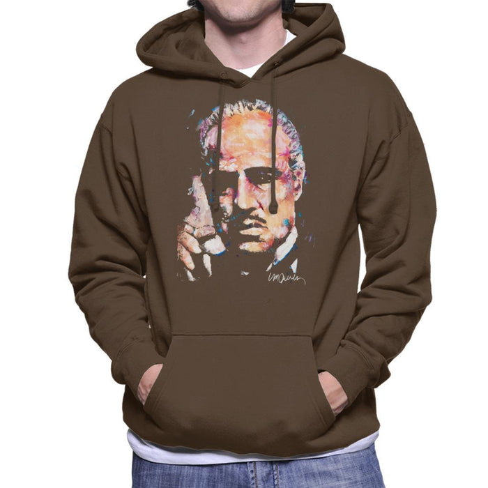 Sidney Maurer Original Portrait Of Marlon Brando Mens Hooded Sweatshirt - Small / Chocolate - Mens Hooded Sweatshirt