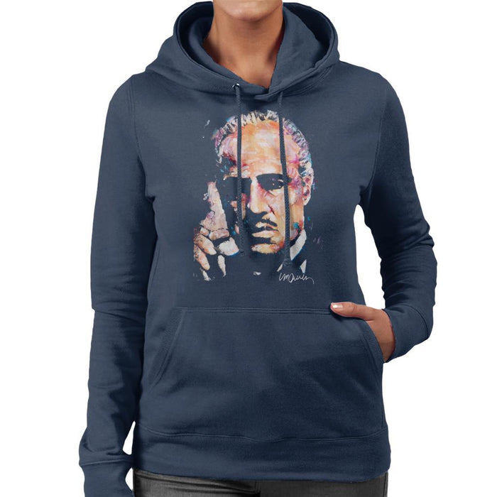 Sidney Maurer Original Portrait Of Marlon Brando Womens Hooded Sweatshirt - Womens Hooded Sweatshirt