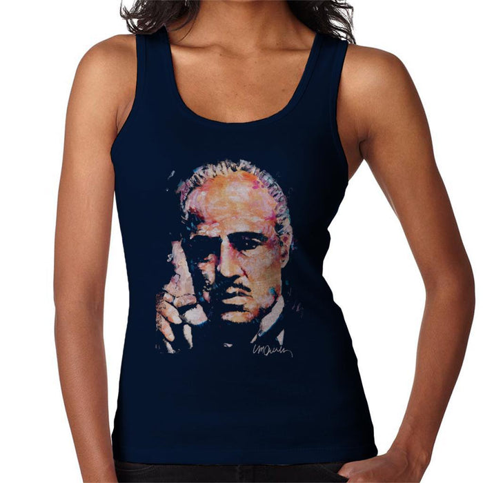 Sidney Maurer Original Portrait Of Marlon Brando Womens Vest - Small / Navy Blue - Womens Vest