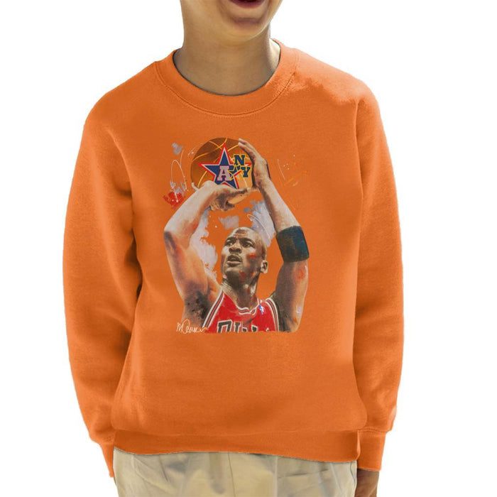 Sidney Maurer Original Portrait Of Michael Jordan Bulls Red Jersey Kids Sweatshirt - Kids Boys Sweatshirt