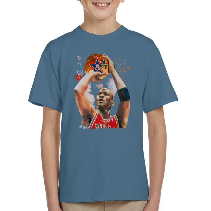 Sidney Maurer Original Portrait Of Michael Jordan Bulls Red Jersey Kids T-Shirt - Kids Boys T-Shirt