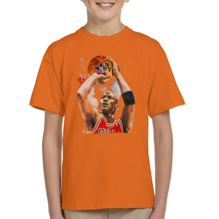Sidney Maurer Original Portrait Of Michael Jordan Bulls Red Jersey Kids T-Shirt - Kids Boys T-Shirt