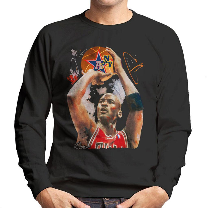 Sidney Maurer Original Portrait Of Michael Jordan Bulls Red Jersey Mens Sweatshirt - Mens Sweatshirt