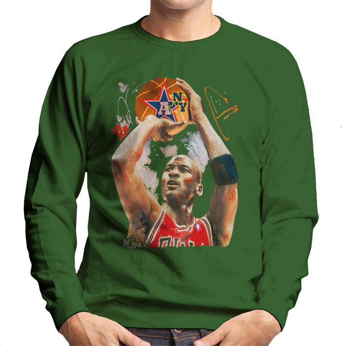 Sidney Maurer Original Portrait Of Michael Jordan Bulls Red Jersey Mens Sweatshirt - Mens Sweatshirt