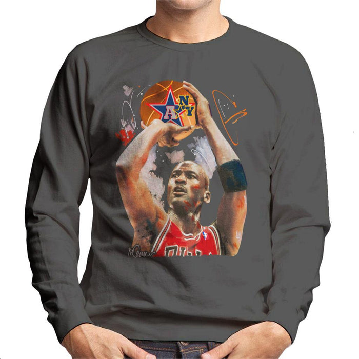 Sidney Maurer Original Portrait Of Michael Jordan Bulls Red Jersey Mens Sweatshirt - Mens Sweatshirt