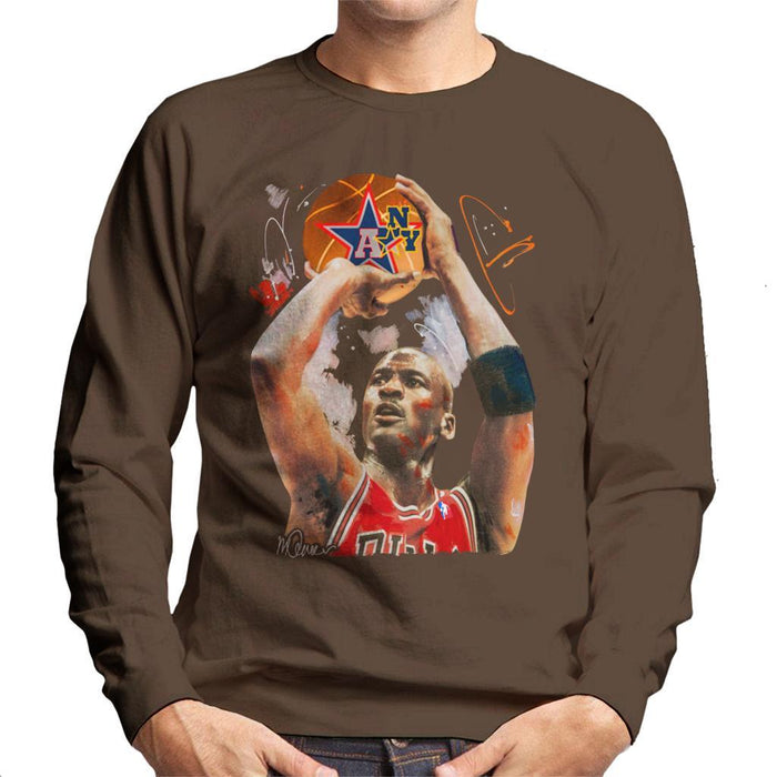 Sidney Maurer Original Portrait Of Michael Jordan Bulls Red Jersey Mens Sweatshirt - Mens Sweatshirt