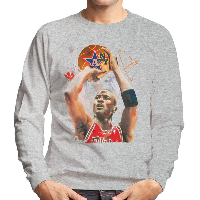 Sidney Maurer Original Portrait Of Michael Jordan Bulls Red Jersey Mens Sweatshirt - Mens Sweatshirt