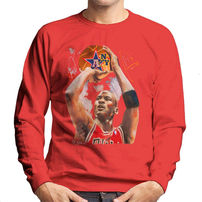 Sidney Maurer Original Portrait Of Michael Jordan Bulls Red Jersey Mens Sweatshirt - Mens Sweatshirt