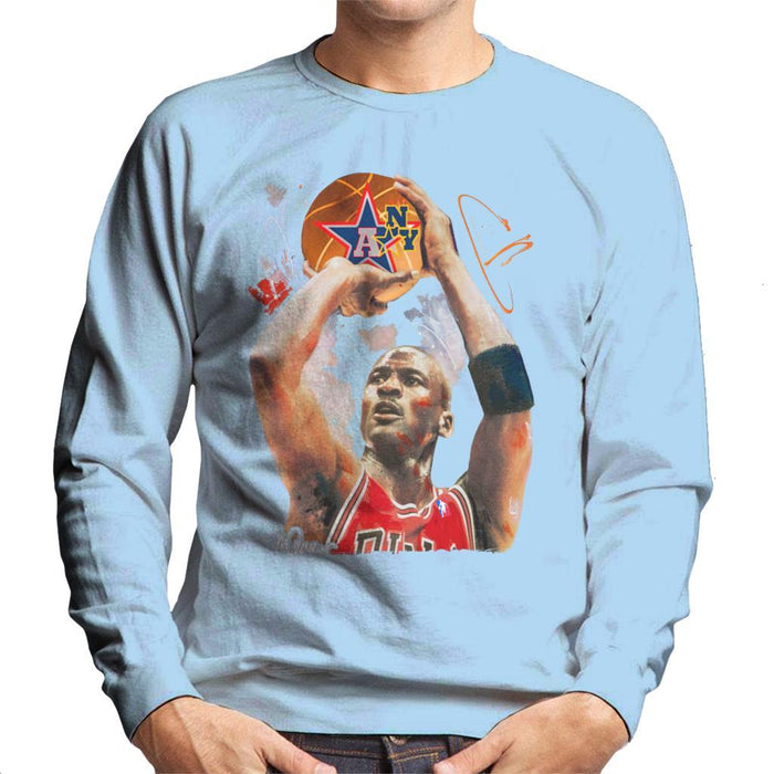 Sidney Maurer Original Portrait Of Michael Jordan Bulls Red Jersey Mens Sweatshirt - Mens Sweatshirt