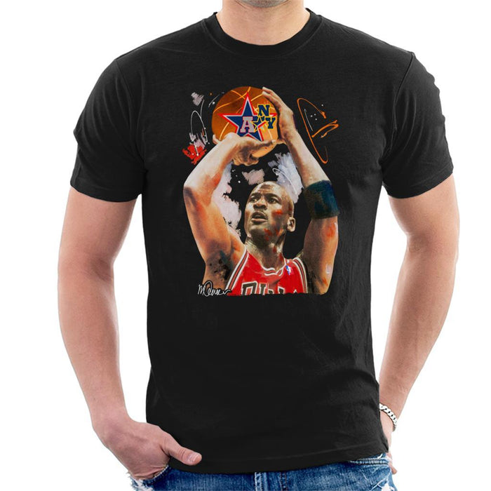 Sidney Maurer Original Portrait Of Michael Jordan Bulls Red Jersey Mens T-Shirt - Mens T-Shirt