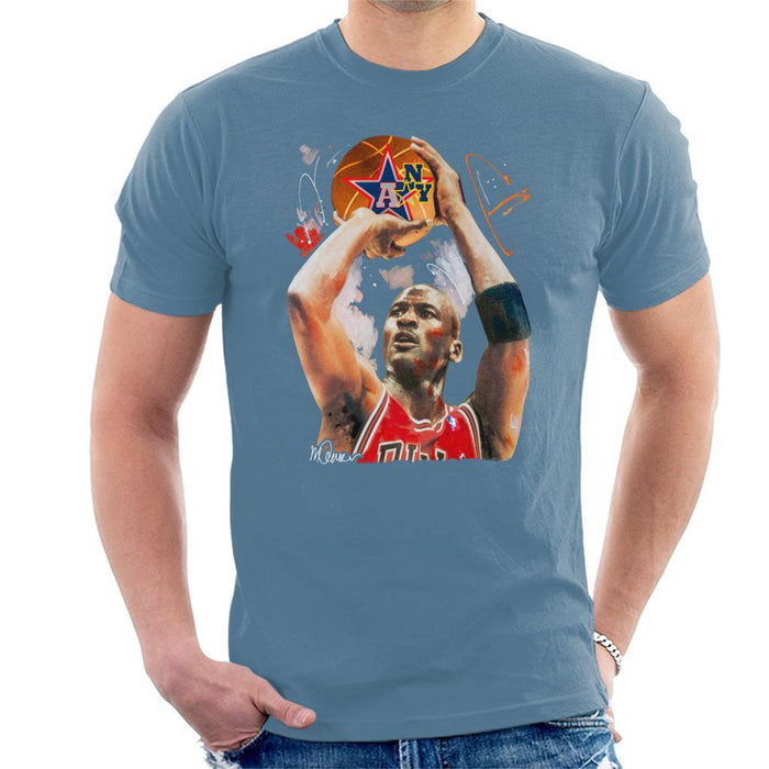 Sidney Maurer Original Portrait Of Michael Jordan Bulls Red Jersey Mens T-Shirt - Mens T-Shirt