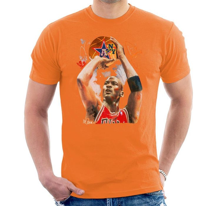 Sidney Maurer Original Portrait Of Michael Jordan Bulls Red Jersey Mens T-Shirt - Mens T-Shirt