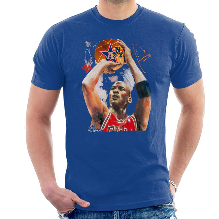 Sidney Maurer Original Portrait Of Michael Jordan Bulls Red Jersey Mens T-Shirt - Mens T-Shirt
