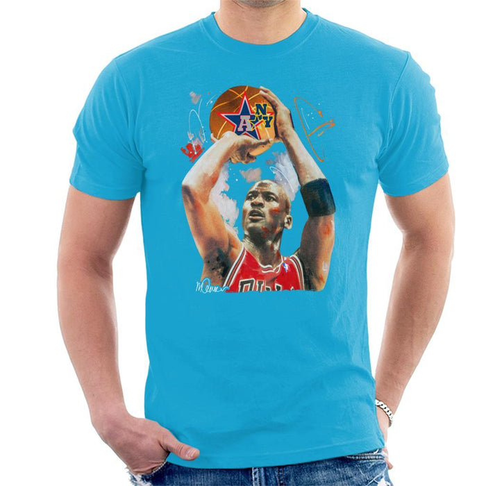 Sidney Maurer Original Portrait Of Michael Jordan Bulls Red Jersey Mens T-Shirt - Mens T-Shirt
