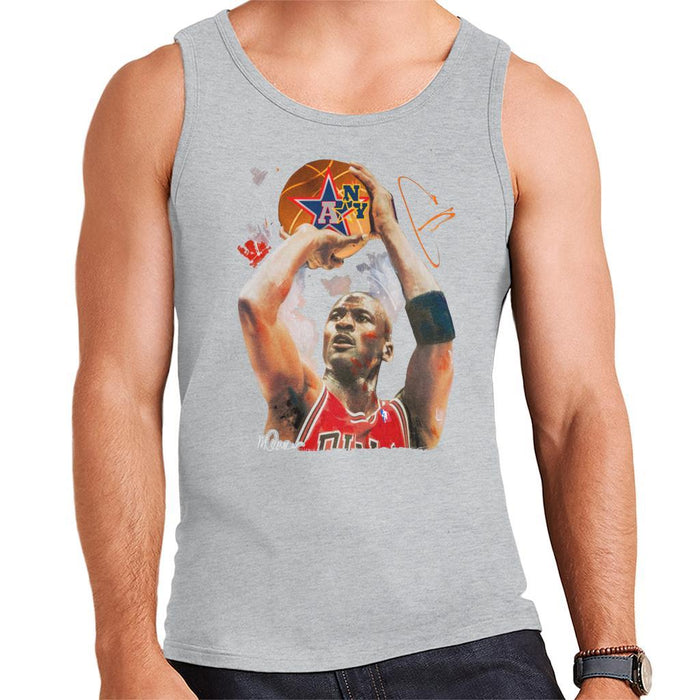 Sidney Maurer Original Portrait Of Michael Jordan Bulls Red Jersey Mens Vest - Mens Vest