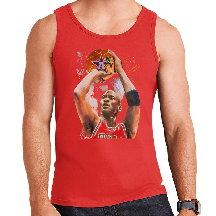 Sidney Maurer Original Portrait Of Michael Jordan Bulls Red Jersey Mens Vest - Small / Red - Mens Vest
