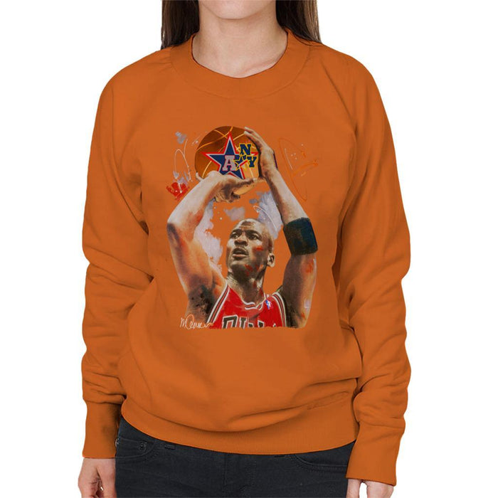Sidney Maurer Original Portrait Of Michael Jordan Bulls Red Jersey Womens Sweatshirt - Womens Sweatshirt