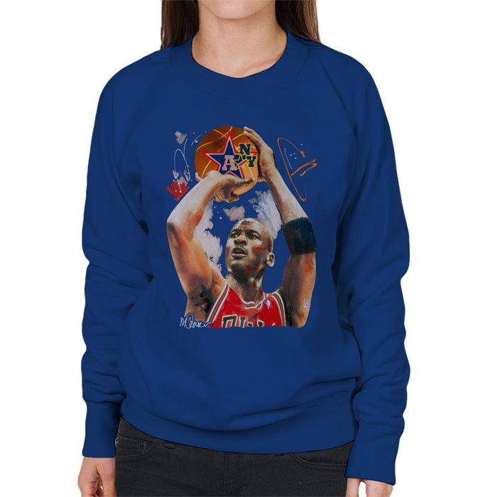 Sidney Maurer Original Portrait Of Michael Jordan Bulls Red Jersey Womens Sweatshirt - Womens Sweatshirt