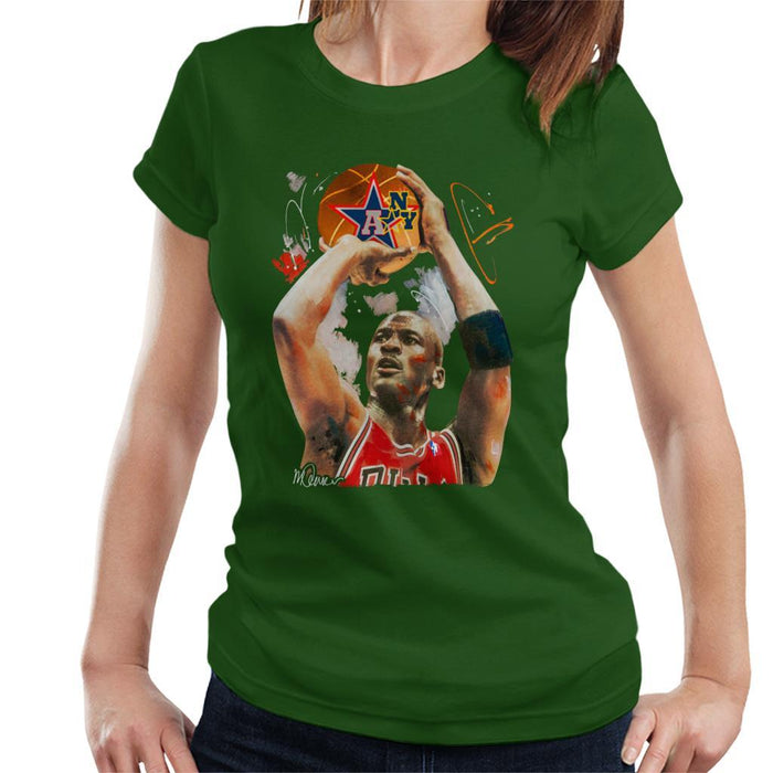 Sidney Maurer Original Portrait Of Michael Jordan Bulls Red Jersey Womens T-Shirt - Womens T-Shirt