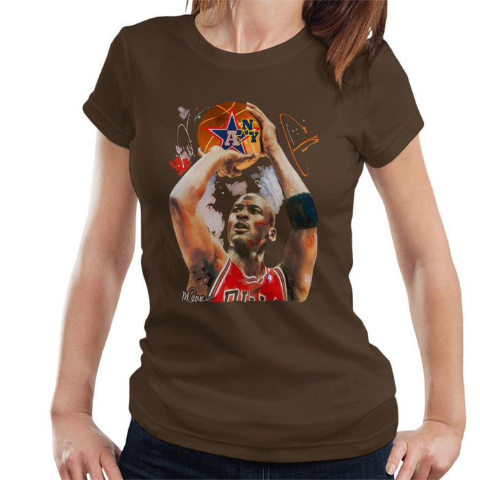 Sidney Maurer Original Portrait Of Michael Jordan Bulls Red Jersey Womens T-Shirt - Womens T-Shirt