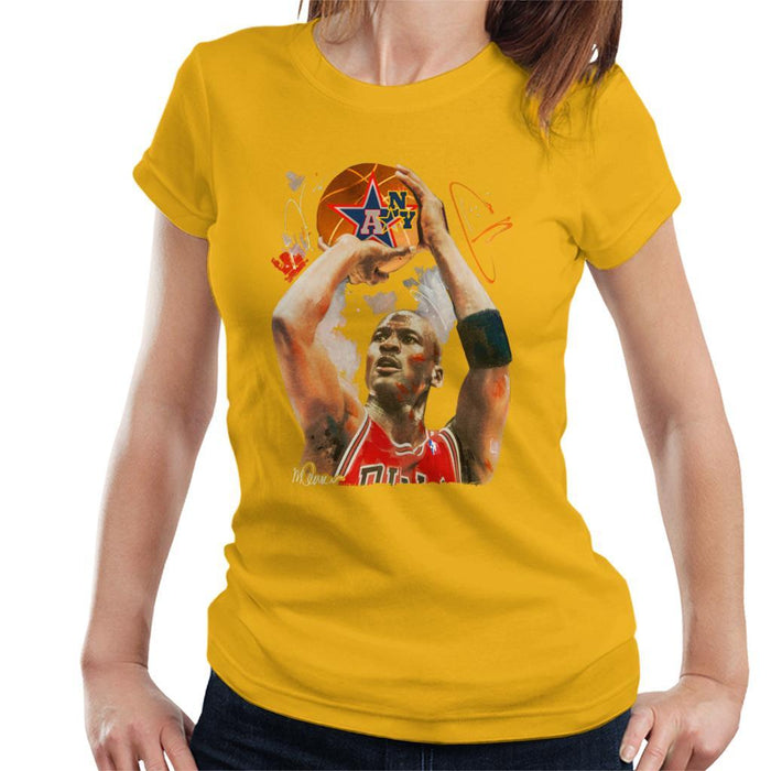 Sidney Maurer Original Portrait Of Michael Jordan Bulls Red Jersey Womens T-Shirt - Womens T-Shirt
