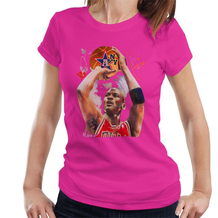 Sidney Maurer Original Portrait Of Michael Jordan Bulls Red Jersey Womens T-Shirt - Womens T-Shirt