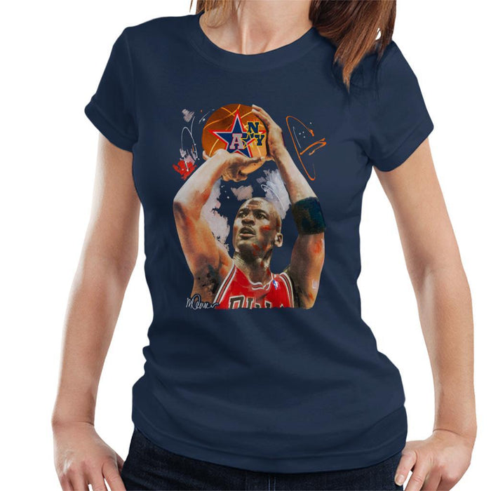 Sidney Maurer Original Portrait Of Michael Jordan Bulls Red Jersey Womens T-Shirt - Womens T-Shirt