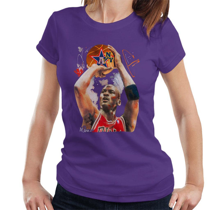 Sidney Maurer Original Portrait Of Michael Jordan Bulls Red Jersey Womens T-Shirt - Womens T-Shirt