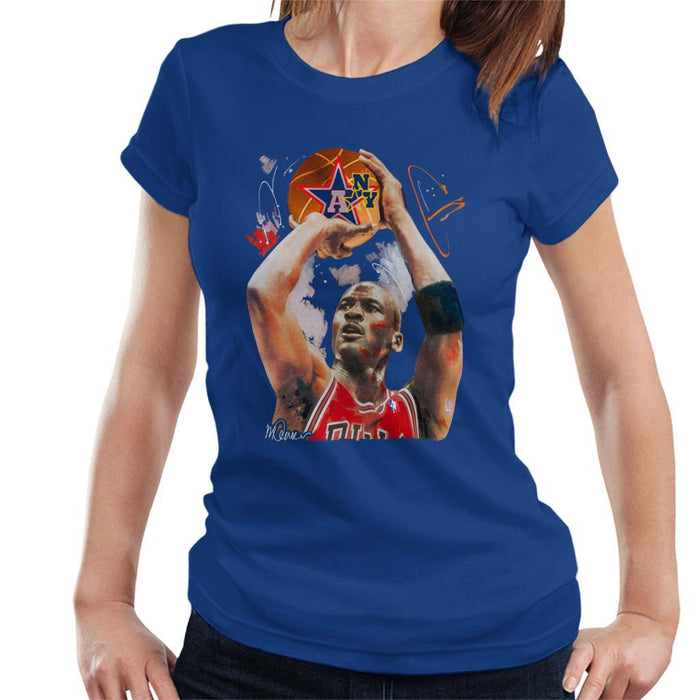Sidney Maurer Original Portrait Of Michael Jordan Bulls Red Jersey Womens T-Shirt - Womens T-Shirt