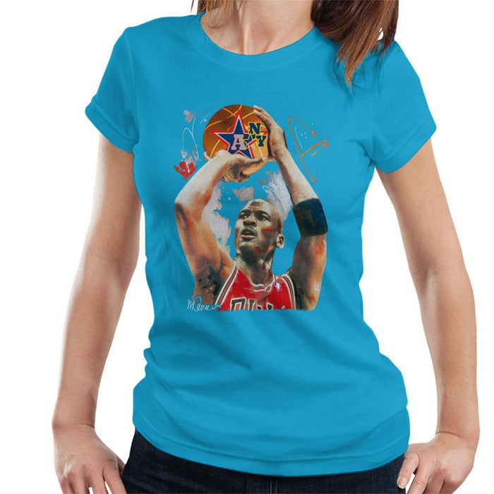Sidney Maurer Original Portrait Of Michael Jordan Bulls Red Jersey Womens T-Shirt - Womens T-Shirt