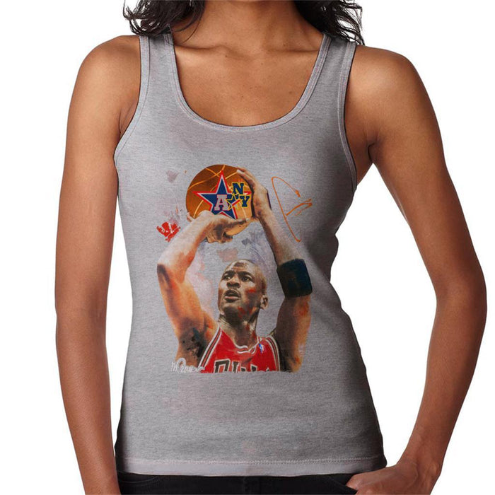 Sidney Maurer Original Portrait Of Michael Jordan Bulls Red Jersey Womens Vest - Womens Vest