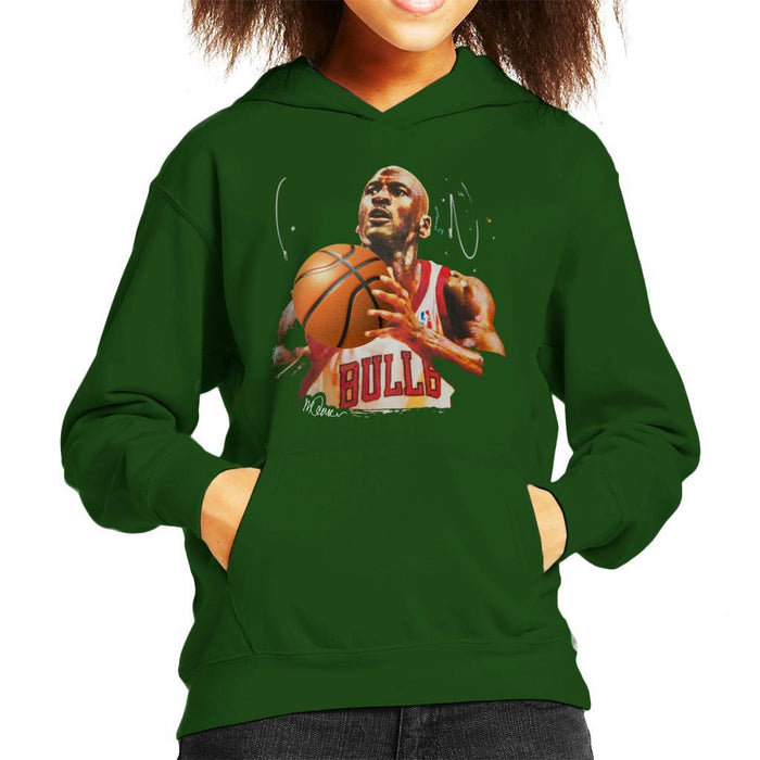 Sidney Maurer Original Portrait Of Michael Jordan Bulls White Jersey Kids Hooded Sweatshirt - Kids Boys Hooded Sweatshirt