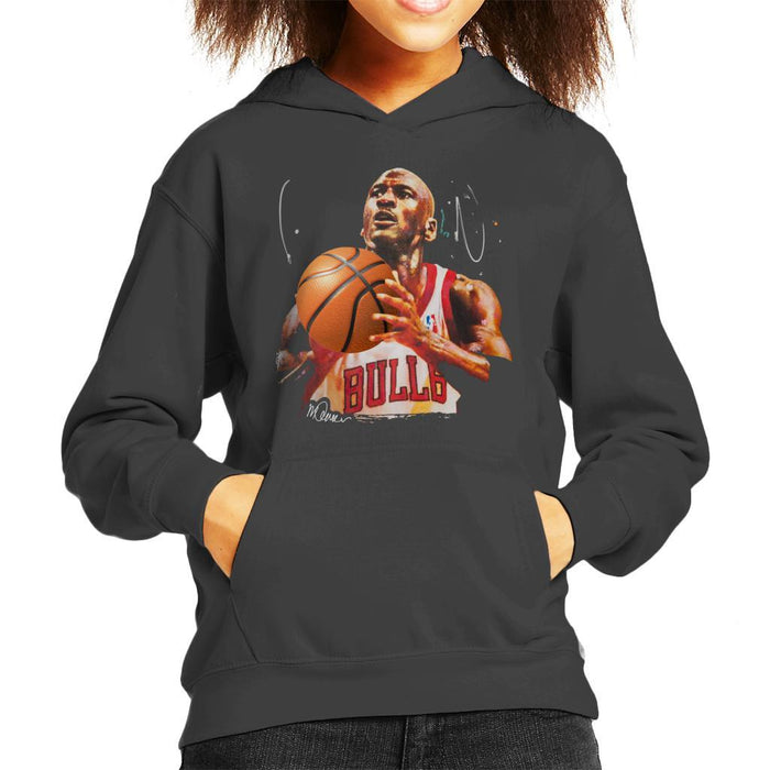 Sidney Maurer Original Portrait Of Michael Jordan Bulls White Jersey Kids Hooded Sweatshirt - Kids Boys Hooded Sweatshirt