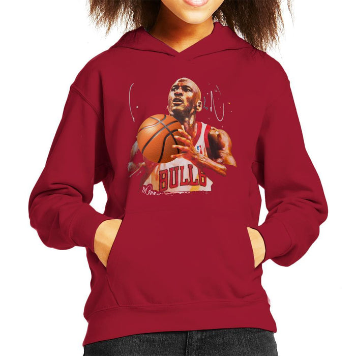 Sidney Maurer Original Portrait Of Michael Jordan Bulls White Jersey Kids Hooded Sweatshirt - Kids Boys Hooded Sweatshirt