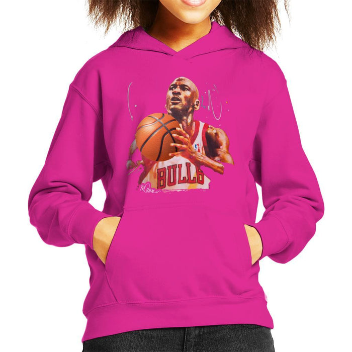 Sidney Maurer Original Portrait Of Michael Jordan Bulls White Jersey Kids Hooded Sweatshirt - Kids Boys Hooded Sweatshirt